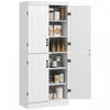 HOMCOM Armoire Garde-Manger Cuisine 6 Niveaux 4 Portes Blanc