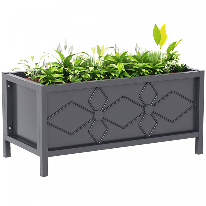 Outsunny Jardiniere galvanisee avec trous de drainage, lit de jardin