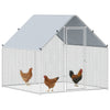 PawHut Poulailler Metallique, Grand Enclos de Marche pour Poules, Cage pour 4-6 Poules, Canards, Lapins, avec Couverture Resistante a l'Eau et aux UV, pour Jardin
