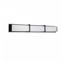 Lumière de coiffeuse Winston de Dainolite en acrylique blanc qui diffuse la lumière, avec fini noir mat et ampoule de 50 W