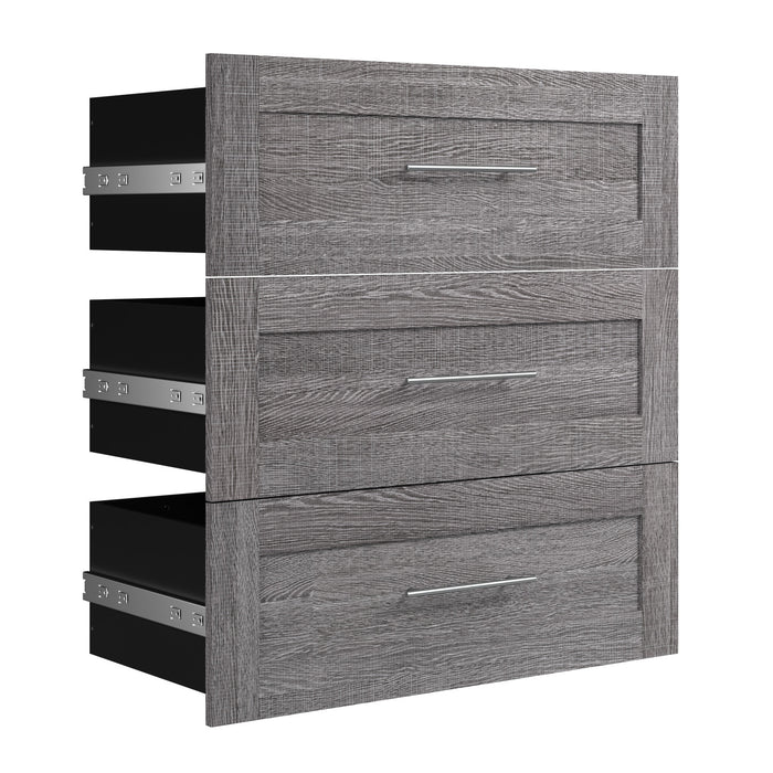 Ensemble de 3 tiroirs Pur de Bestar pour organisateur de garde-robe de 36 po (L) - gris écorce