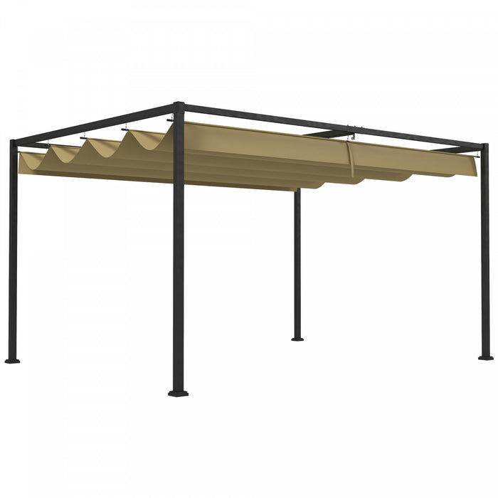 Outsunny Pergola De Patio 10' X 7' Avec Auvent Retractable, Kaki