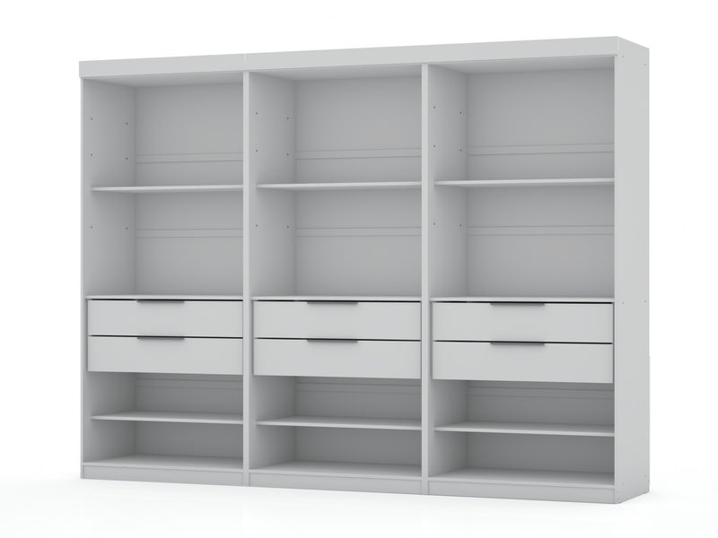 Armoire contemporaine moderne Mulberry 36\" en blanc - Ensemble de 3