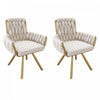 Chaises de salle a manger pivotantes Timothy en velours avec revetement capitonne et pieds en metal dore, lot de 2