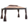 Outsunny 10x13ft Pavillon De Jardin A Deux Niveaux Avec Rideau Abri Exterieur Backyard Canopy Coffee