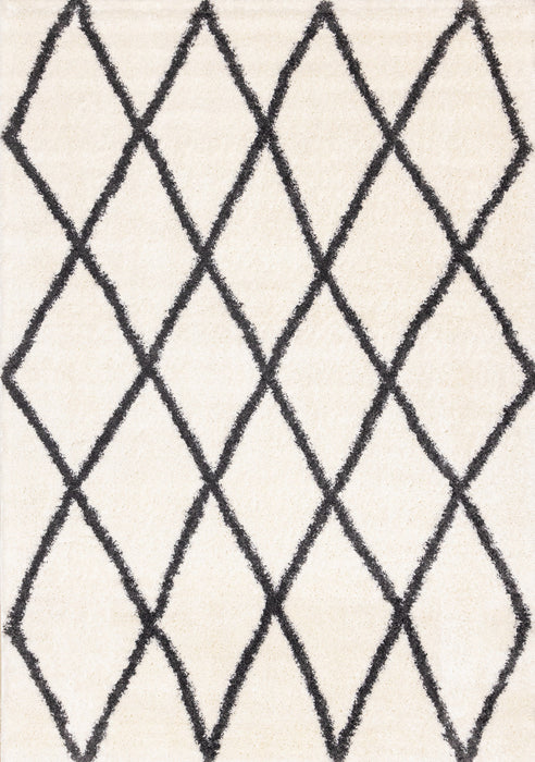 Tapis Fairmont treillis blanc gris, 5'3\" x 7'7\"