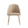 Chaise de salle a manger moderne Gracie en metal et cuir vegetalien, coloris beige et or