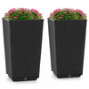 Costway 2pcs Outdoor Wicker Flower Pot 22,5 \"planters Hauts Avec Trou De Drainage Noir