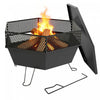 Brasero Exterieur avec Tisonnier, Pliable a Bois, Noir