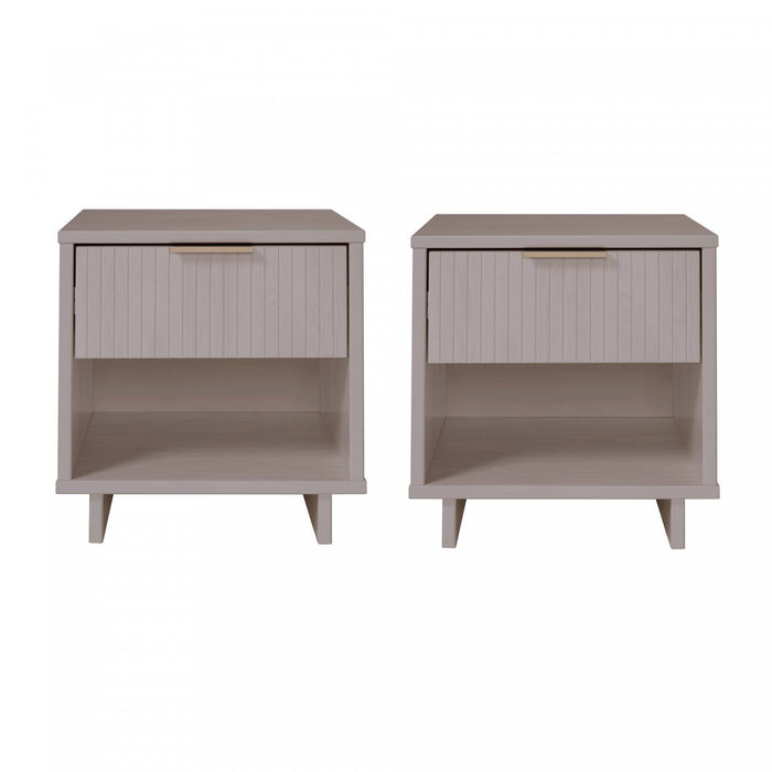 Table de nuit Granville Moderne 18\" en gris clair (1 tiroir) - Lot de 2