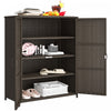 Outsunny Armoire de rangement exterieure en osier, 4 etageres avec 2 portes