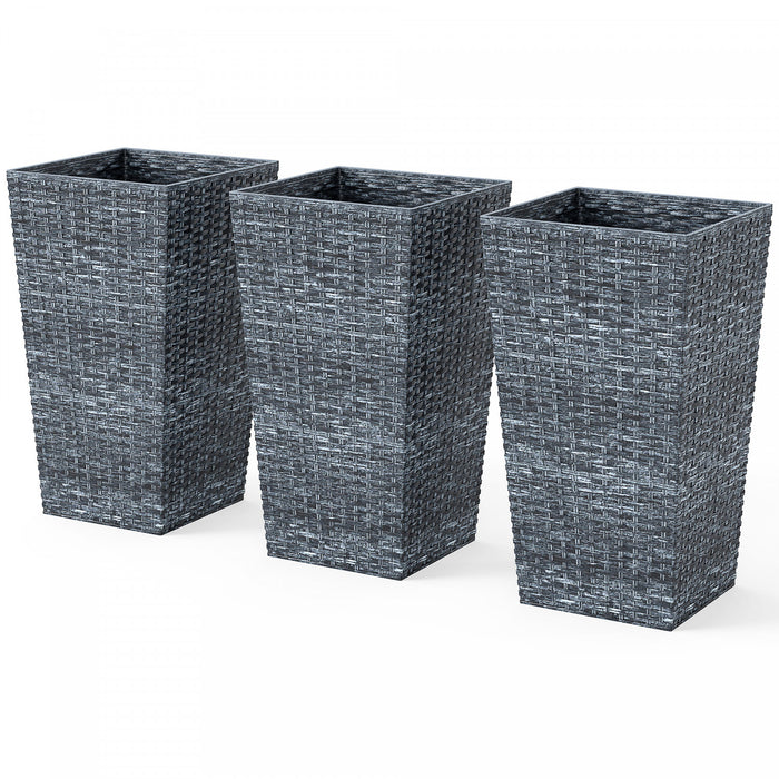 Outsunny Lot de 3 jardinieres avec trou de drainage, exterieur et interieur