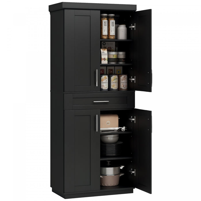 HOMCOM Garde-manger de cuisine moderne avec etageres, noir
