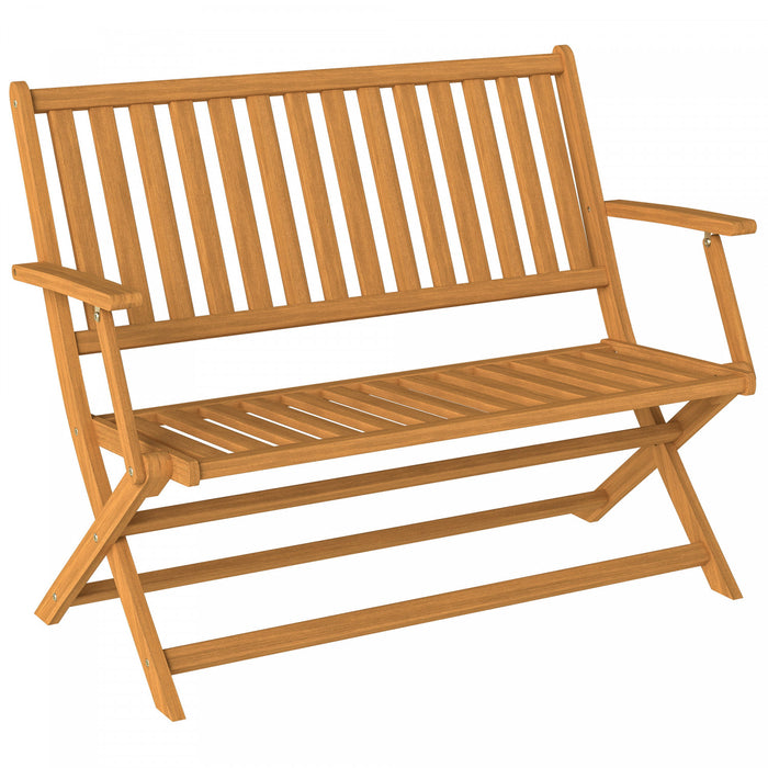 Outsunny Banc D'exterieur, Causeuse Pliable En Bois D'acacia De 46,5\", Teck