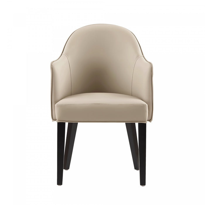 Fauteuil Hillman Moderne en Bois, Similicuir et Velours couleur Sable