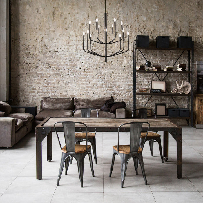 Lustre Eleanor de Dainolite avec fini noir mat et 14 ampoules