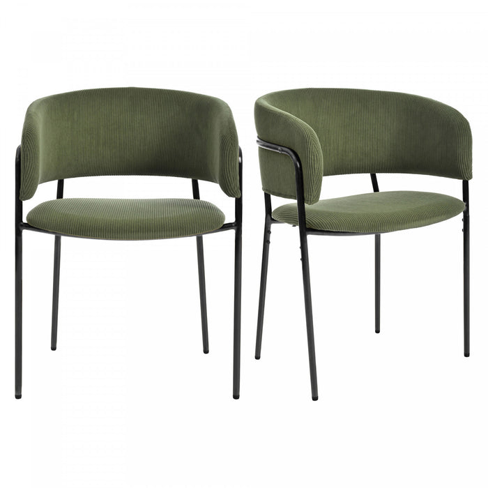 Ethan Ensemble de 2 chaises d’appoint modernes avec assise en velours cotele, pieds inclines et pieds reglables, vert