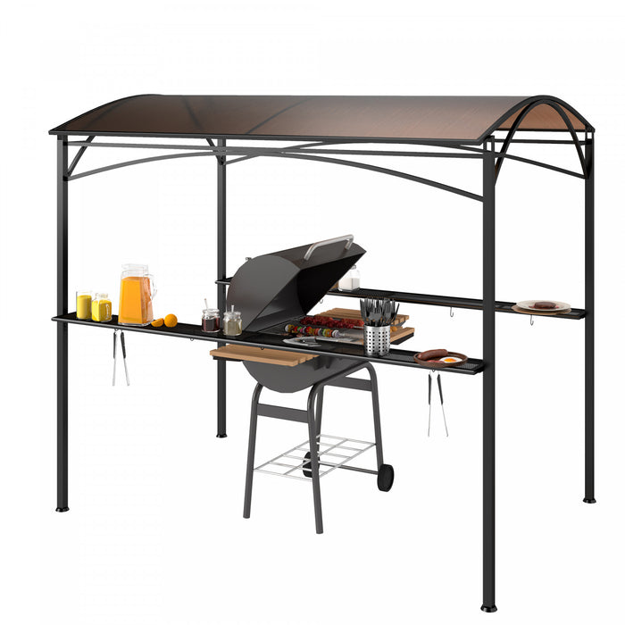 Outsunny Gazebo A Toit Rigide 8' X 5', Gazebo Pour Barbecue Avec Toit En Pc