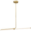 Luminaire suspendu horizontal Corvette de Dainolite en acrylique blanc qui diffuse la lumière, avec fini laiton vieilli et ampoule de 24 W