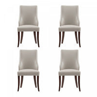 Chaise de salle a manger moderne Connie en cuir vegetalien et velours avec structure en bois, gris clair - Lot de 4