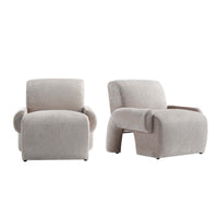 Fauteuil lounge en chenille beige style mid-century modern Verandah - Lot de 2