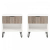 Table de nuit moderne Dumbo 20\" a rainures, gris rustique et blanc (1 tiroir) - Lot de 2