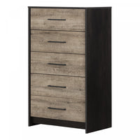  Londen Commode 5 tiroirs Noir antiqué et Chêne vieilli, de Meubles South Shore