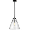 Luminaire suspendu moyen Polly de Dainolite en verre transparent, avec fini noir mat et 1 ampoule