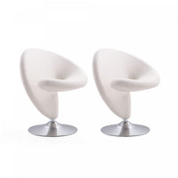 Fauteuil pivotant moderne en laine melangee Curl, creme - Lot de 2