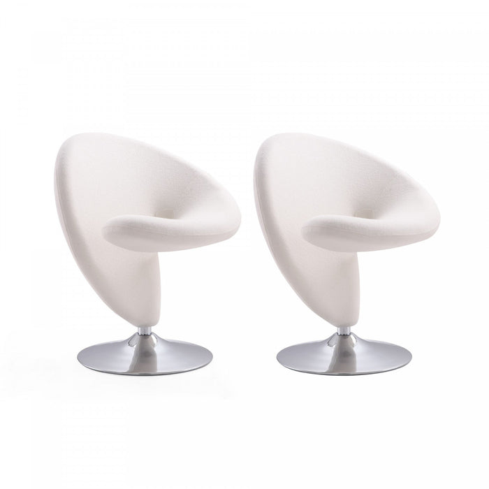 Fauteuil pivotant moderne en laine melangee Curl, creme - Lot de 2
