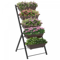 Outsunny Jardin Sureleve A 5 Niveaux Avec 5 Bacs A Plantes, Bacs De Culture Pour L'exterieur Avec Tr