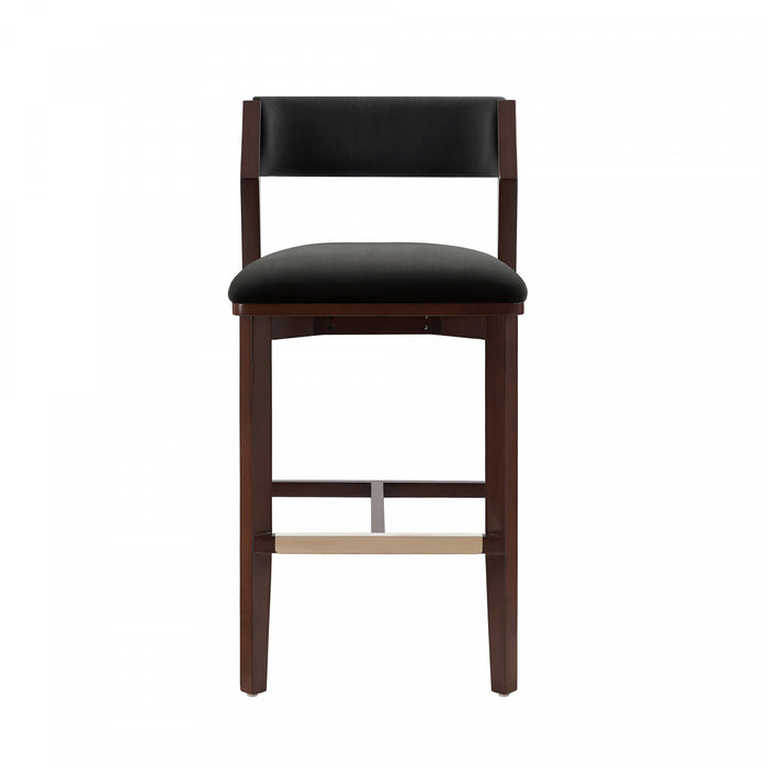 Tabouret de bar moderne Patricia en bois et tissu noir