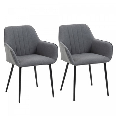 HOMCOM Dining Chairs Set of 2, Upholstered Accent Chairs with Metal Legs
