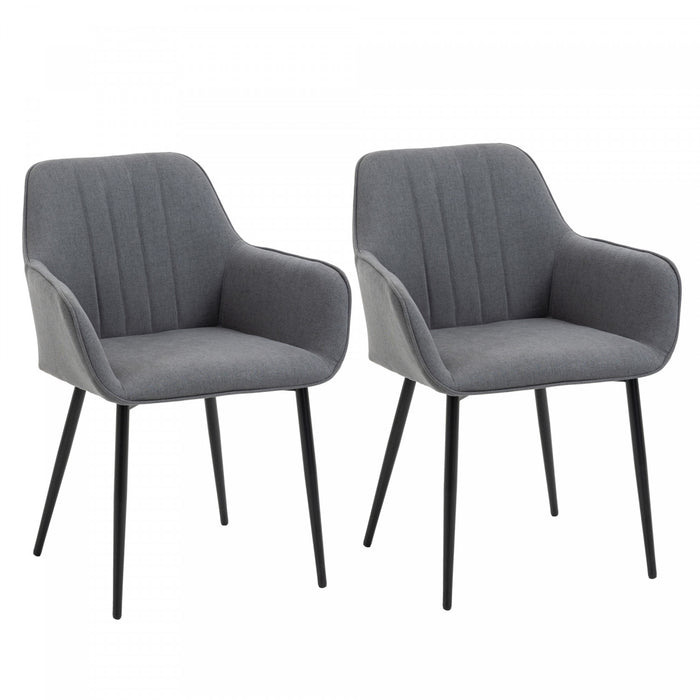 HOMCOM Ensemble de 2 chaises de salle a manger rembourrees, pieds en metal