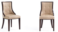 Ensemble 2 chaises de salle à manger Fifth Avenue de Manhattan Comfort en similicuir - tan et noyer