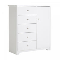  Vito Commode A Porte 5 Tiroirs - Blanc Solide