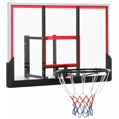 Soozier Wall Mounted Basketball Hoop With Shatter Proof Backboard, Black