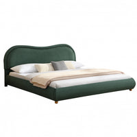  Olivia Cadre de lit plateforme rembourre avec tete de lit incurvee, taille King, vert