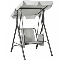 Outsunny Balancoire De Patio 1 Place Avec Auvent Reglable Et Coussins
