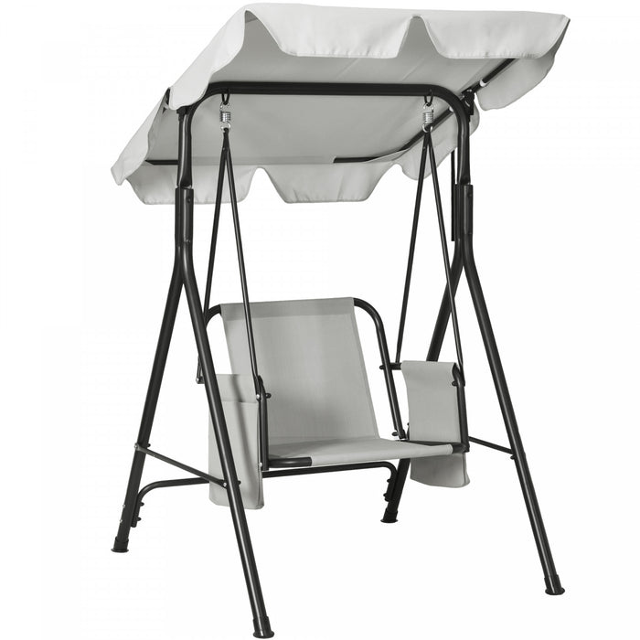 Outsunny Balancoire De Patio 1 Place Avec Auvent Reglable Et Coussins