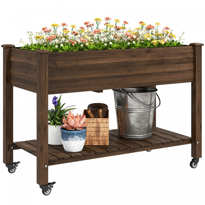 Outsunny Jardiniere surelevee en bois carbonise