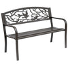 Banc De Jardin En Metal Outsunny 50\" Avec Motif Oiseau Vintage, Brun