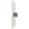 Grande lumière de coiffeuse Samantha de Dainolite en verre cannelé transparent, avec fini chromé poli et 2 ampoules