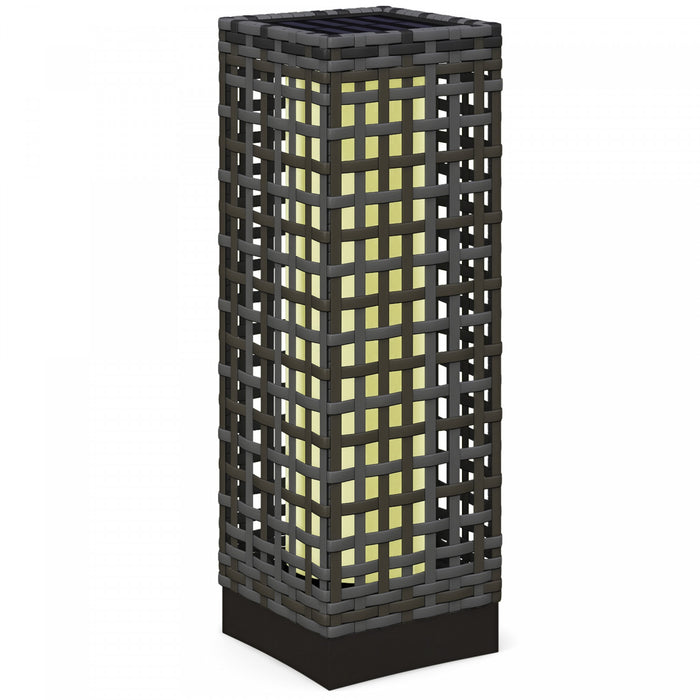 Outsunny Lampe Solaire en Osier, Lampe d'Exterieur Automatique, Gris