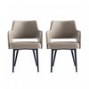 Fauteuil moderne Tremont en cuir vegetalien avec accoudoirs en metal, taupe - Lot de 2