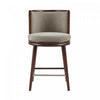 Tabouret de comptoir moderne en bois avec revetement en tissu, coloris colombe, Evalyn