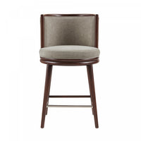 Tabouret de comptoir moderne en bois avec revetement en tissu, coloris colombe, Evalyn