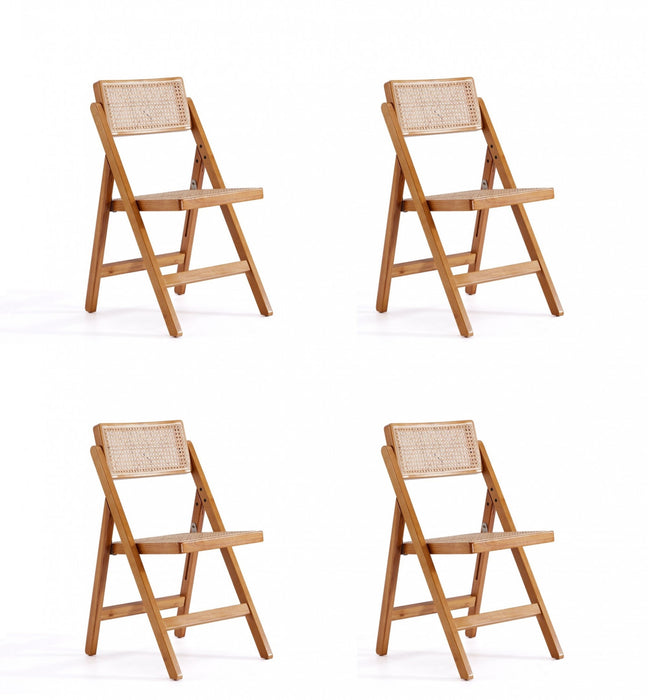 Chaise pliante en bois style industriel Pullman, coloris naturel - Lot de 4