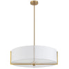 Luminaire suspendu Preston de Dainolite de 26 po de diamètre avec abat-jour blanc, fini laiton vieilli et 4 ampoules