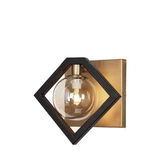 Applique murale Glasgow de Dainolite en verre champagne, avec fini noir mat et bronze rétro, et 1 ampoule